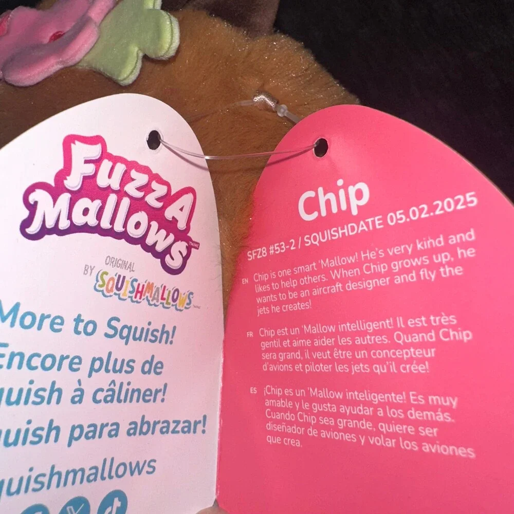 Squishmallows FuzzAMallow 8 Inch Chip Brown Beaver Plush with Flower Crown